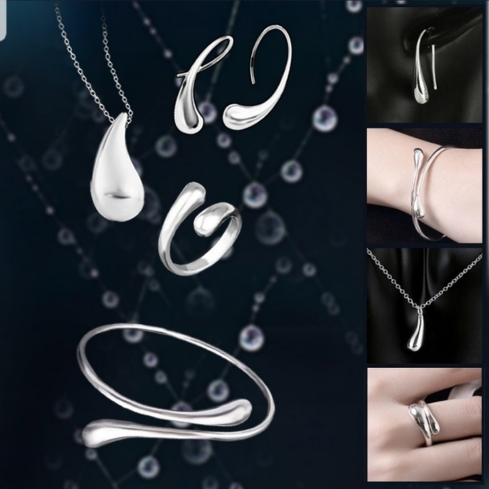 Jewelry Set 925 Silver Plated Water Drop